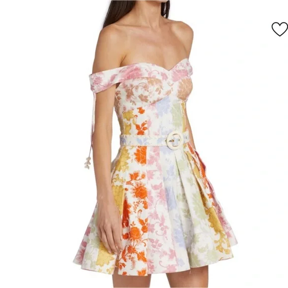 Zimmermann Multicolor Off-Shoulder Mini Dress 3 - Picture 3 of 11